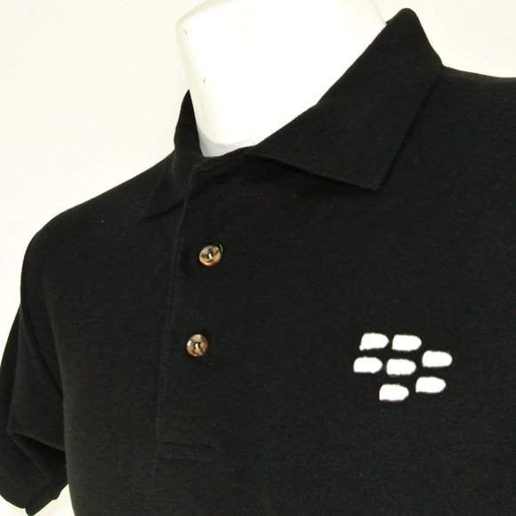 BLACKBERRY BBM Black Polo Shirt Employee Uniform NEW Size L Large - Picture 1 of 8